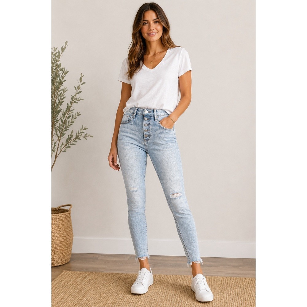 KUT From The Kloth Connie High Rise Ankle Skinny Jeans Women Size 2 Distressed